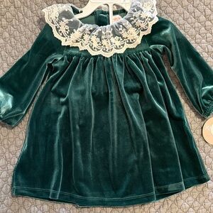 Kensie Green Velvet Kids Formal Dress